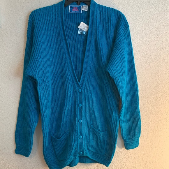Vintage New Moves Teal Cardigan with Pockets Sz L - Picture 1 of 7